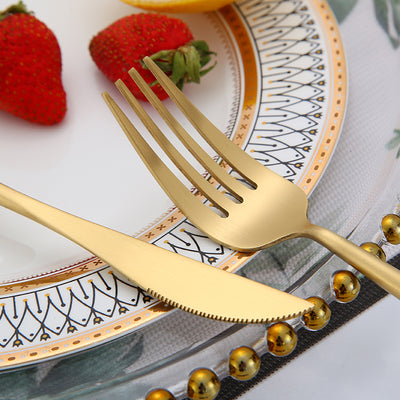 Gold Cutlery Set Forks Knives Spoons - BeChef