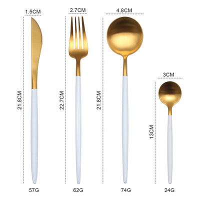 Gold Cutlery Set Forks Knives Spoons - BeChef