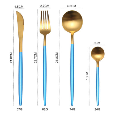 Gold Cutlery Set Forks Knives Spoons - BeChef