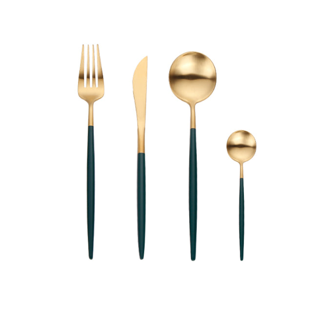 Gold Cutlery Set Forks Knives Spoons - BeChef