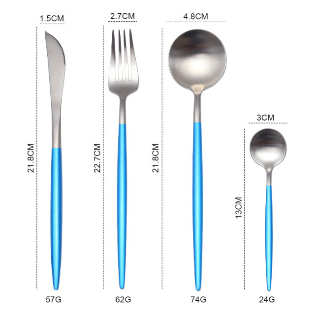 Gold Cutlery Set Forks Knives Spoons - BeChef