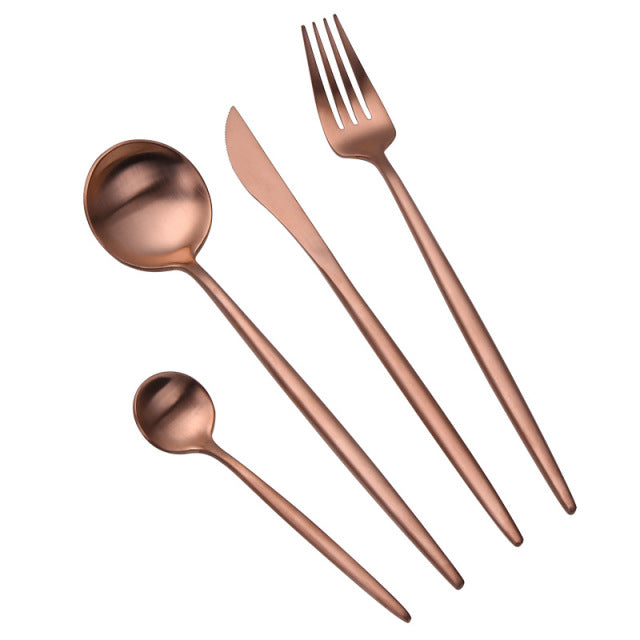 Gold Cutlery Set Forks Knives Spoons - BeChef