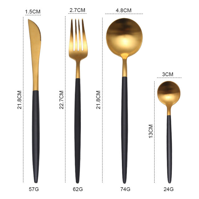 Gold Cutlery Set Forks Knives Spoons - BeChef