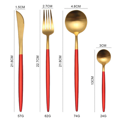 Gold Cutlery Set Forks Knives Spoons - BeChef