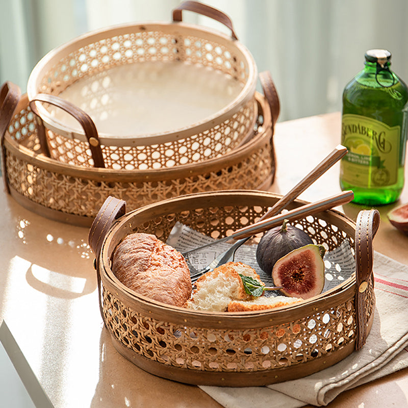 Hand-Woven Round Serving Tray - BeChef