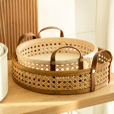 Hand-Woven Round Serving Tray - BeChef