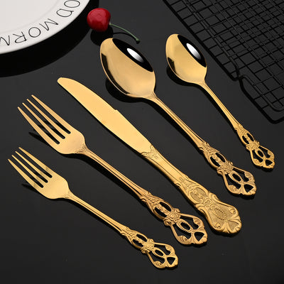 2/4/6Set Gold Mirror Flatware Cutlery Set - BeChef