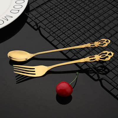 2/4/6Set Gold Mirror Flatware Cutlery Set - BeChef