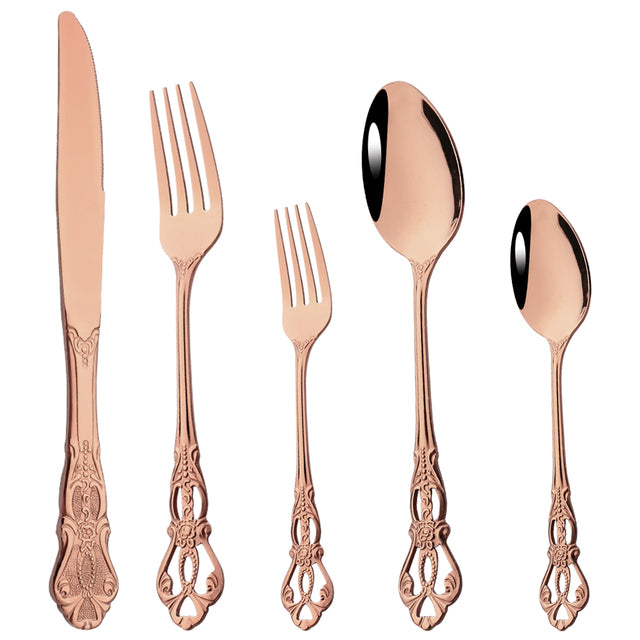 2/4/6Set Gold Mirror Flatware Cutlery Set - BeChef