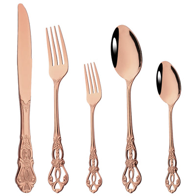 2/4/6Set Gold Mirror Flatware Cutlery Set - BeChef